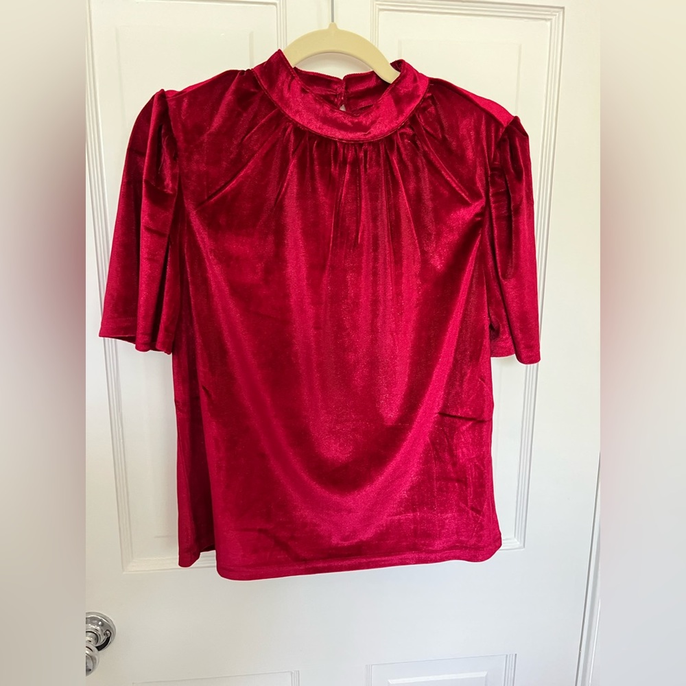Red velvet mock neck top!